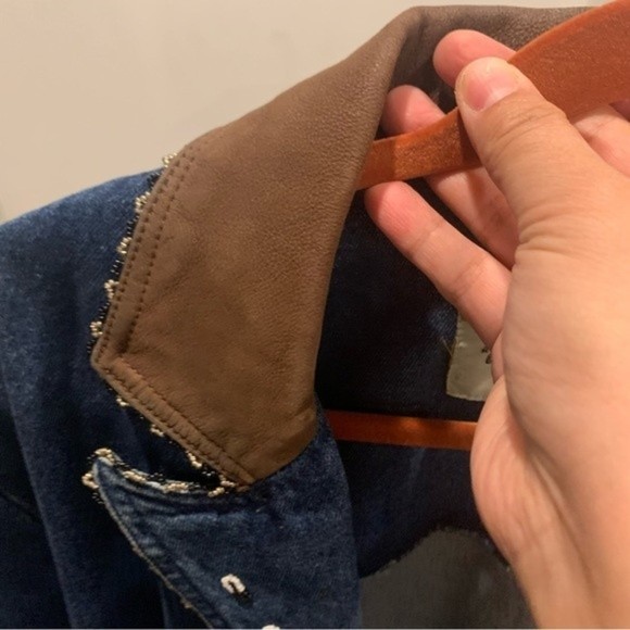 Vintage mixed media wrangler jacket size L. Leather , suede , cotton, beaded - Picture 7 of 13